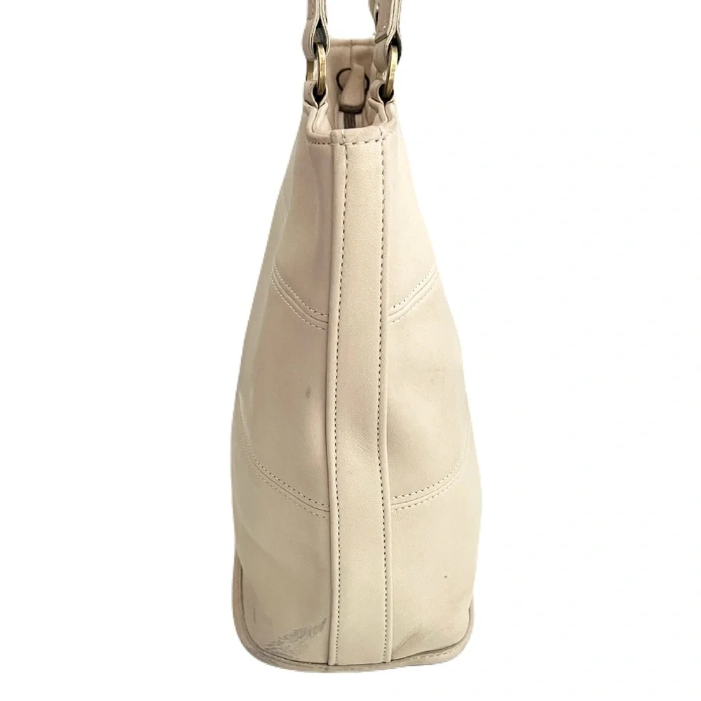 Vintage Coach Ivory Bone Leather ‘Tribeca’ 9098 Tote Bag